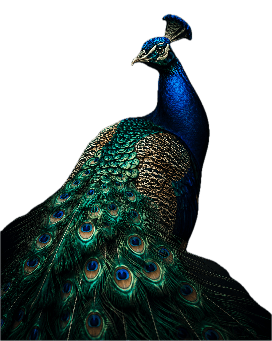 Pavo real de plumaje iridiscente